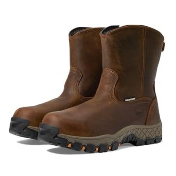 Hoss Mens Recon 8" Side Zip Wellington Industrial Boot 14 Wide Brown Leather NIB - Picture 1 of 12